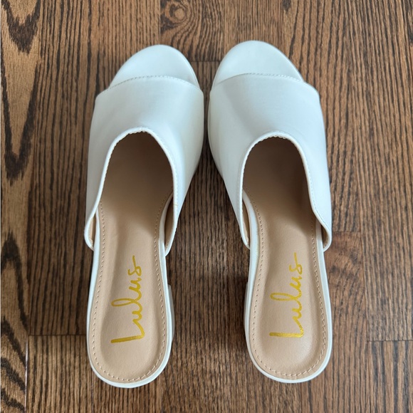 Lulus Curtis Platform Peep Toe High Heel - White. - Picture 8 of 9